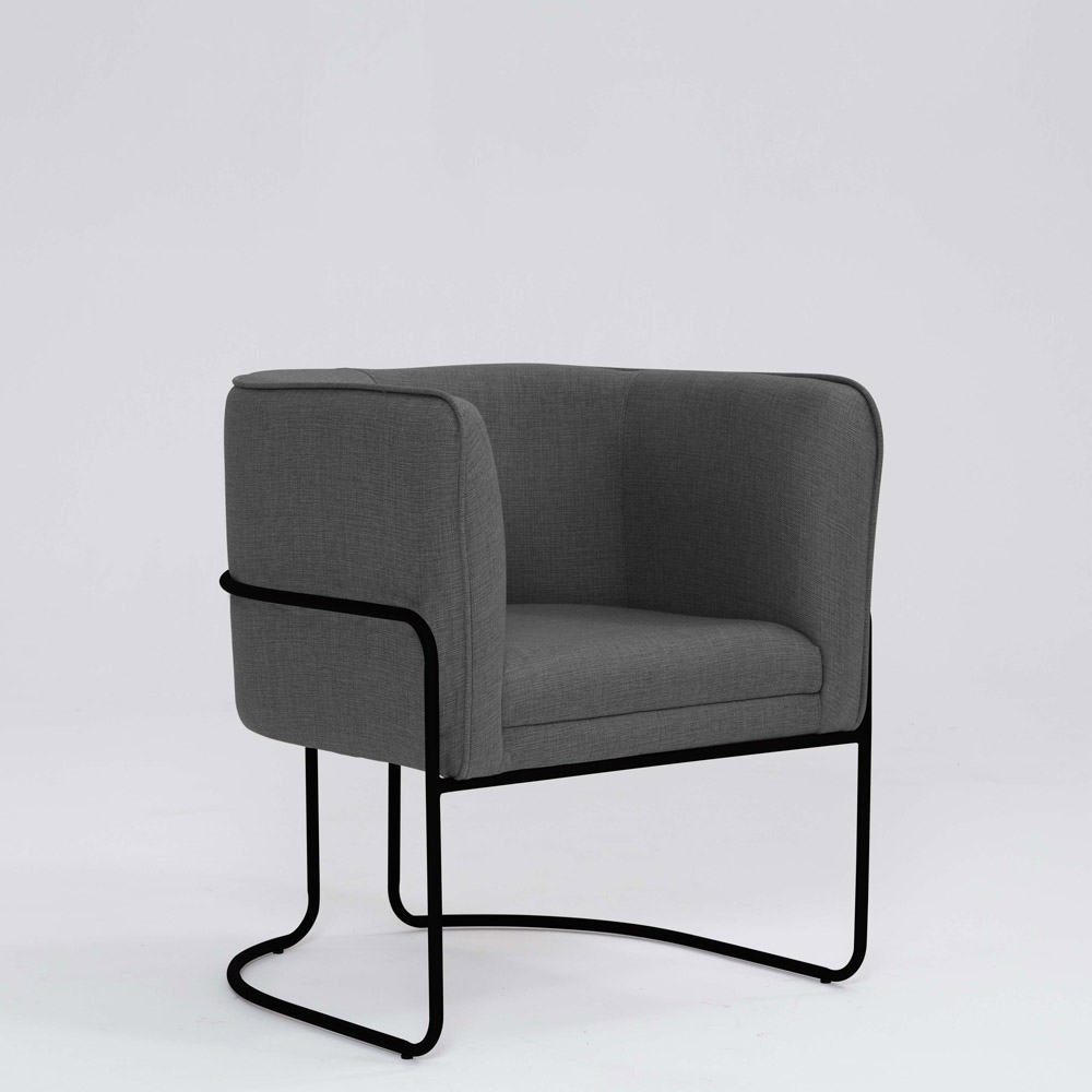 Poltrona Decorativa Belinda D07 Base Aço Linho Mescla Chumbo - D'Rossi