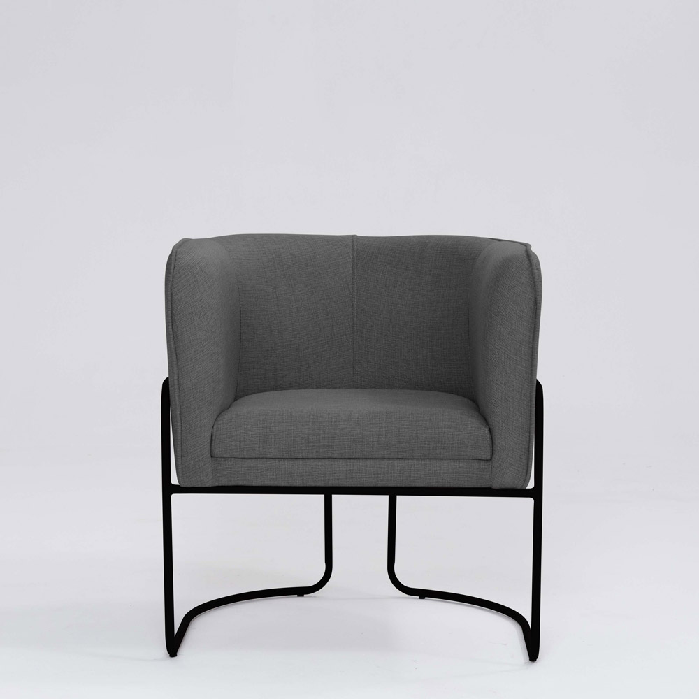 Poltrona Decorativa Belinda D07 Base Aço Linho Mescla Chumbo - D'Rossi