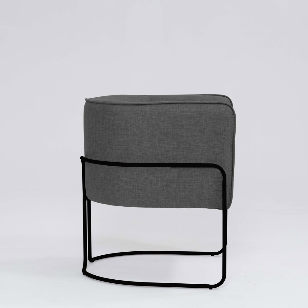 Poltrona Decorativa Belinda D07 Base Aço Linho Mescla Chumbo - D'Rossi