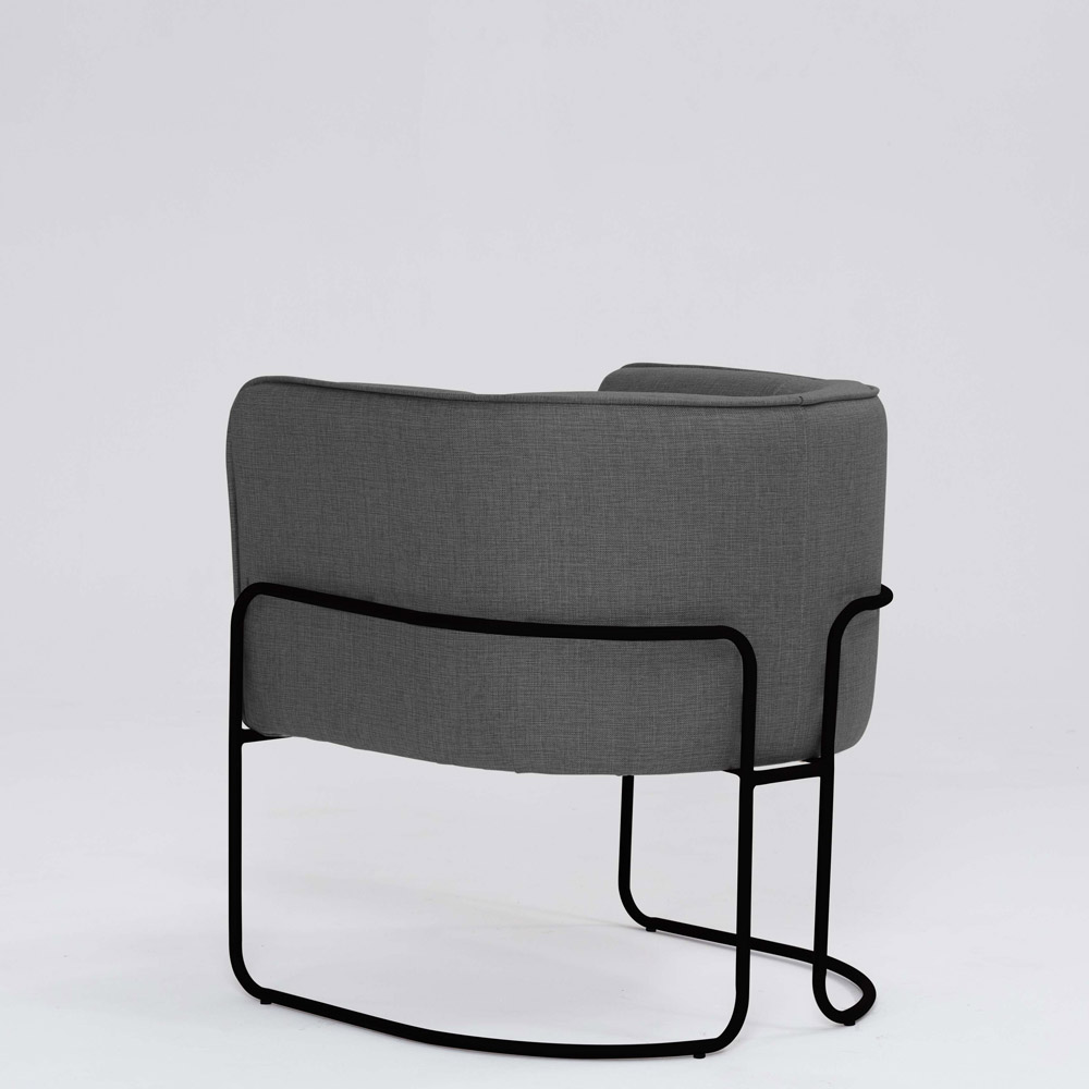 Poltrona Decorativa Belinda D07 Base Aço Linho Mescla Chumbo - D'Rossi