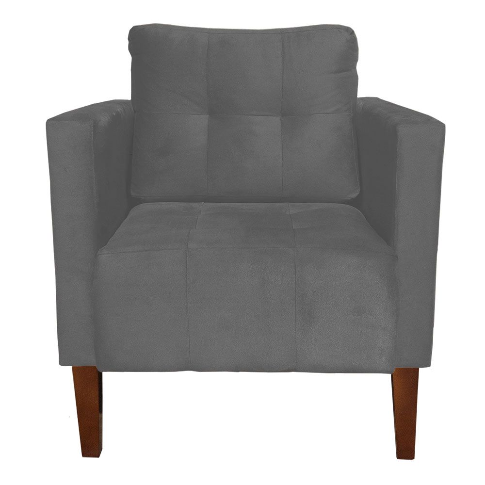 Poltrona Decorativa Lívia Suede Grafite Pés Chanfrado D'Rossi