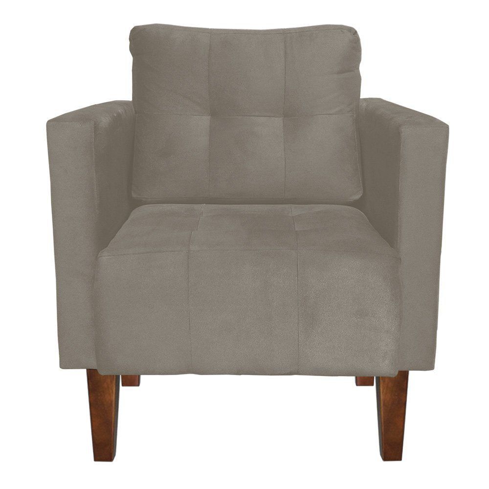 Poltrona Decorativa Lívia Suede Marrom Rato Pés Chanfrado D'Rossi
