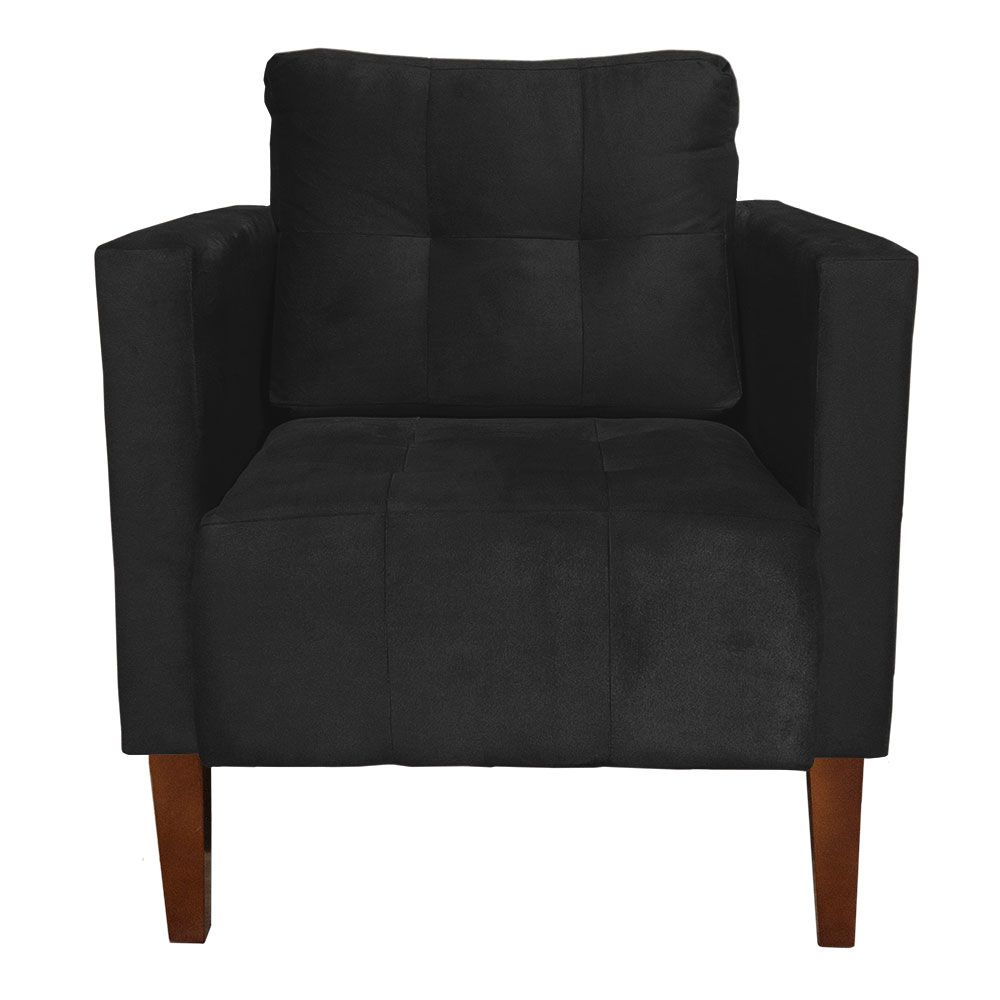 Poltrona Decorativa Lívia Suede Preto Pés Chanfrado D'Rossi