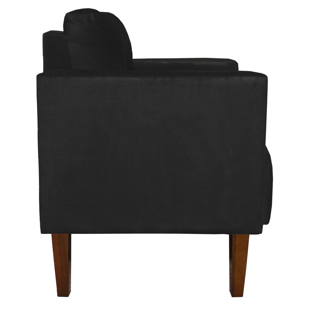 Poltrona Decorativa Lívia Suede Preto Pés Chanfrado D'Rossi