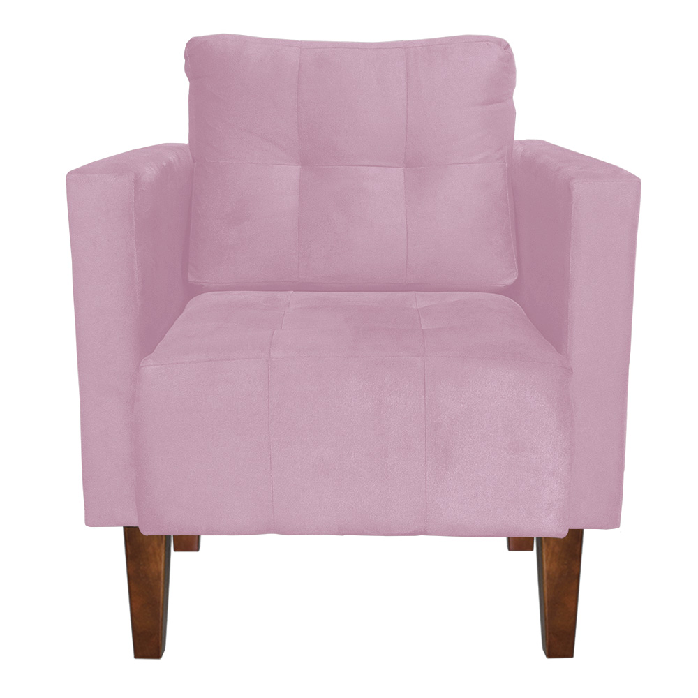Poltrona Decorativa Lívia Suede Rosa Bebê Pés Chanfrado D'Rossi