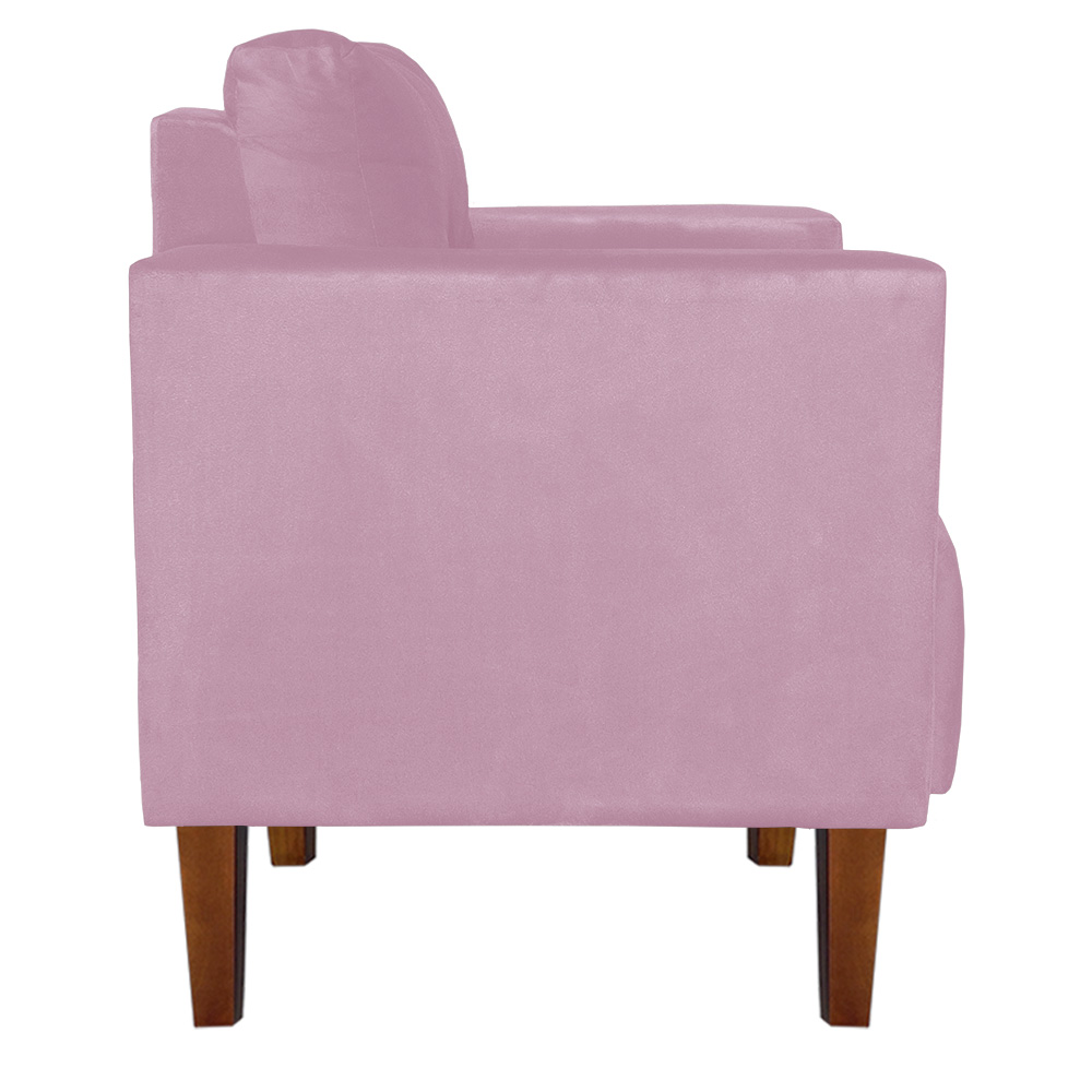 Poltrona Decorativa Lívia Suede Rosa Bebê Pés Chanfrado D'Rossi