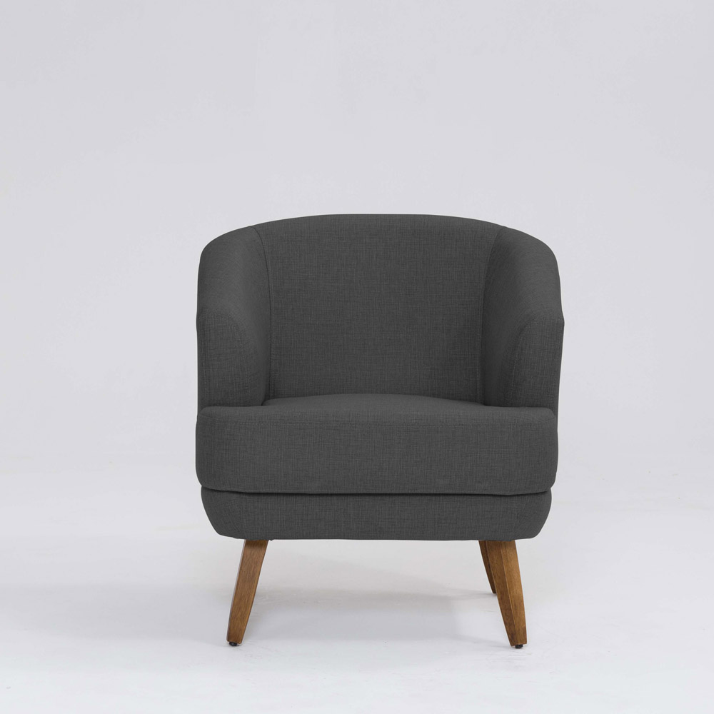 Poltrona Decorativa Milão D07 Pés Madeira Linho Mescla Chumbo - D'Rossi