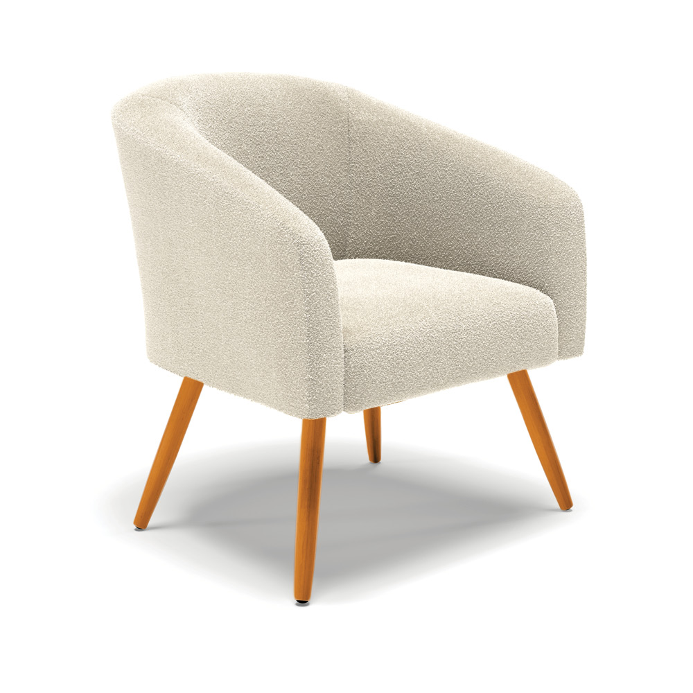Poltrona Decorativa Pé Palito Castanho Stella Bouclê Bege D03 - D'Rossi
