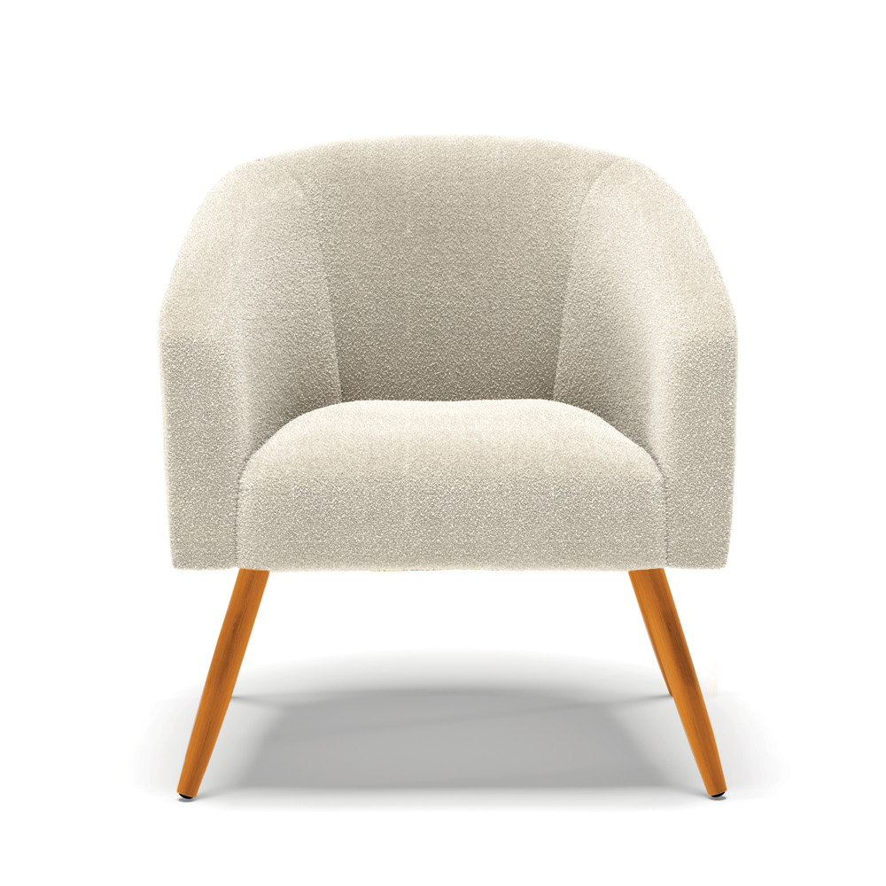 Poltrona Decorativa Pé Palito Castanho Stella Bouclê Bege D03 - D'Rossi
