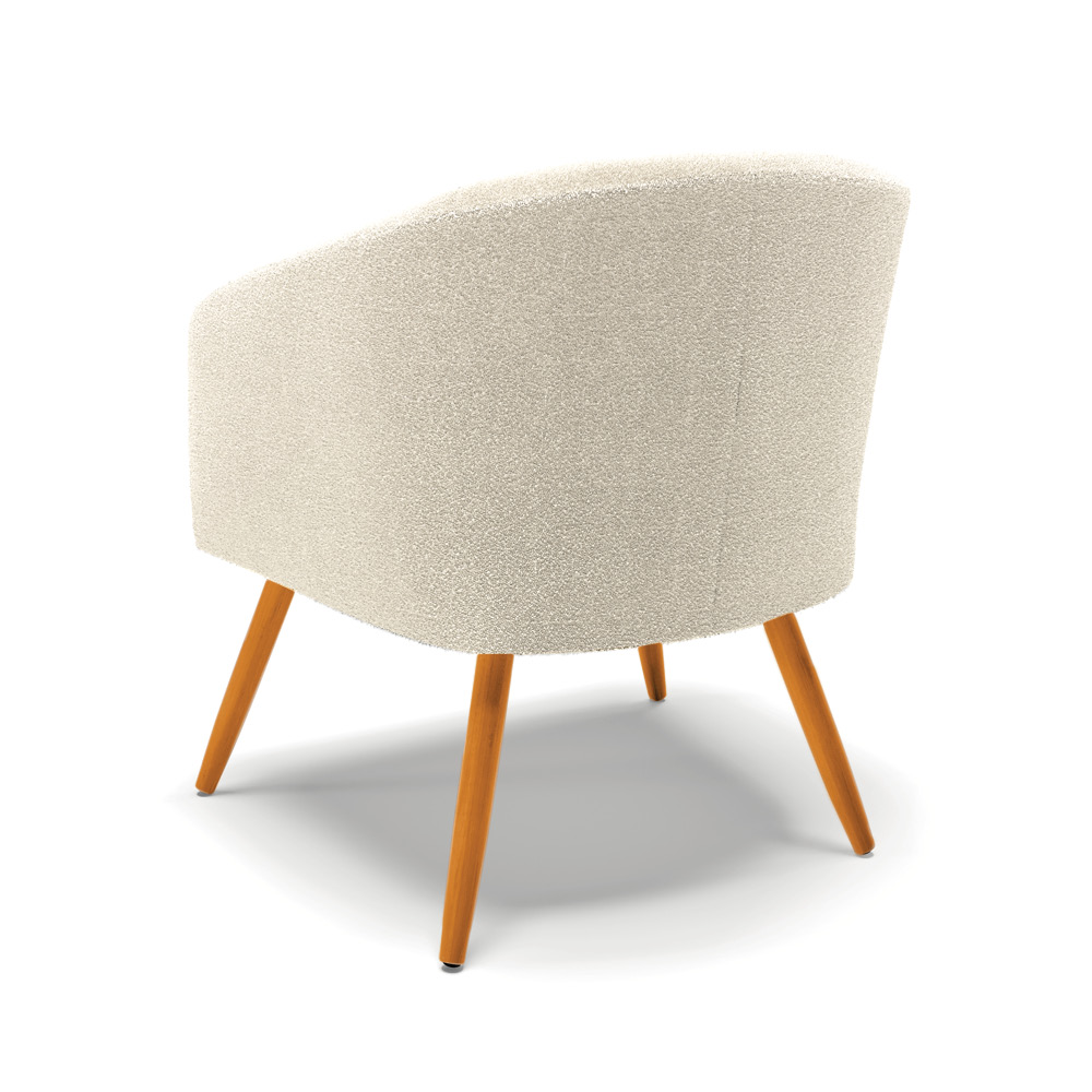Poltrona Decorativa Pé Palito Castanho Stella Bouclê Bege D03 - D'Rossi