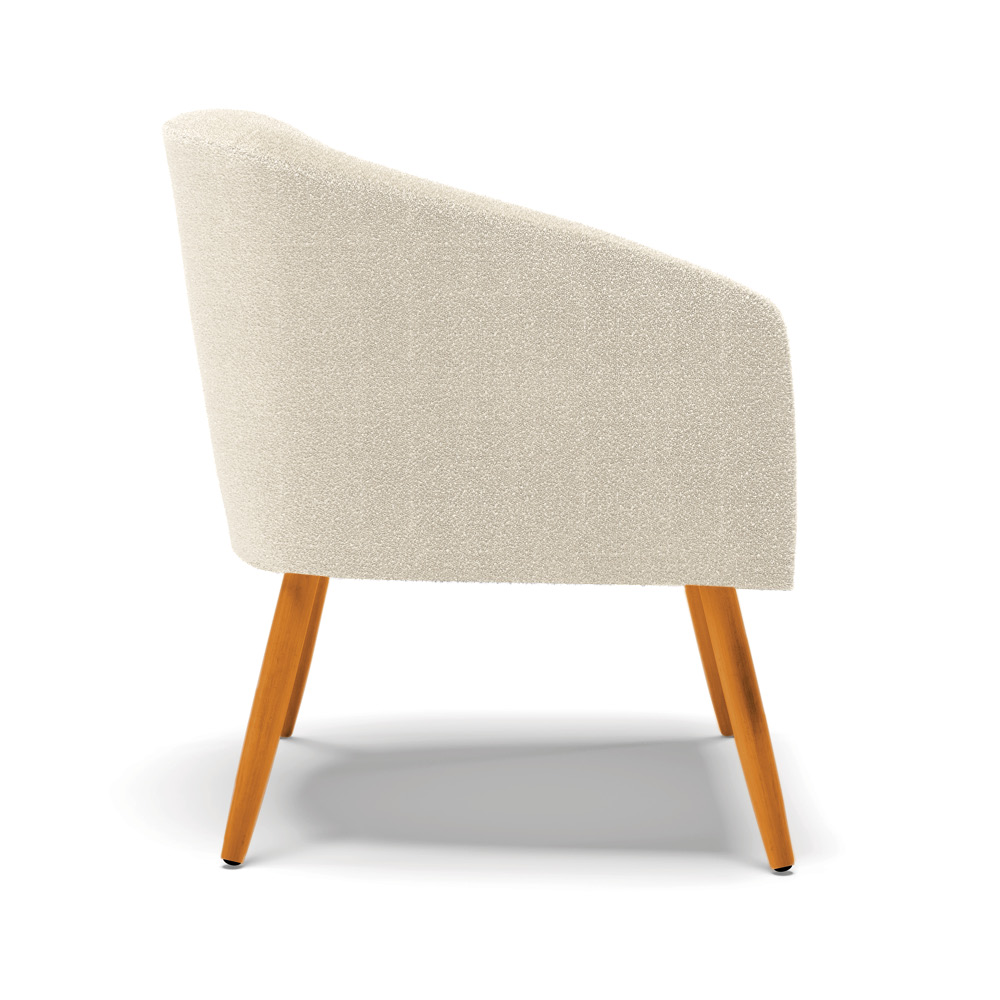Poltrona Decorativa Pé Palito Castanho Stella Bouclê Bege D03 - D'Rossi
