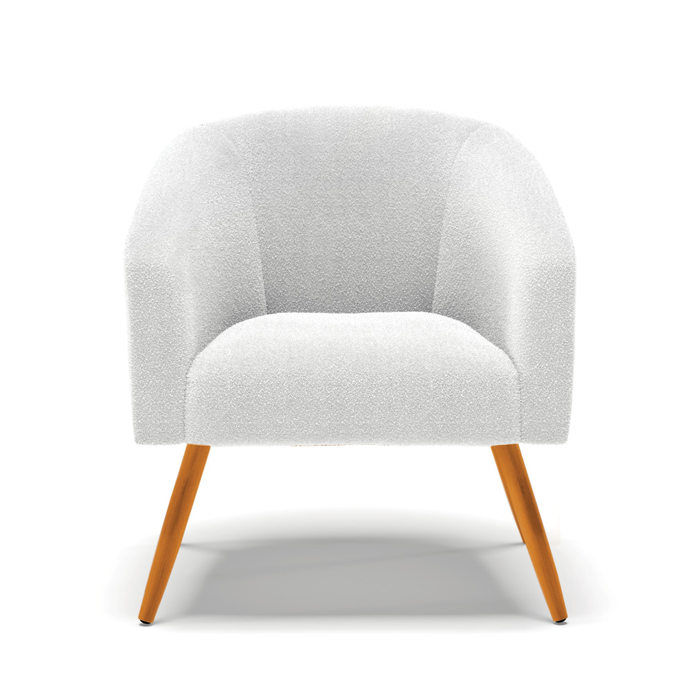 Poltrona Decorativa Pé Palito Castanho Stella Bouclê Off White D03 - D'Rossi