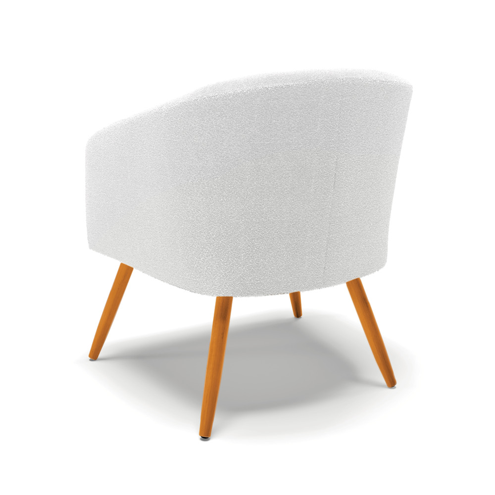 Poltrona Decorativa Pé Palito Castanho Stella Bouclê Off White D03 - D'Rossi