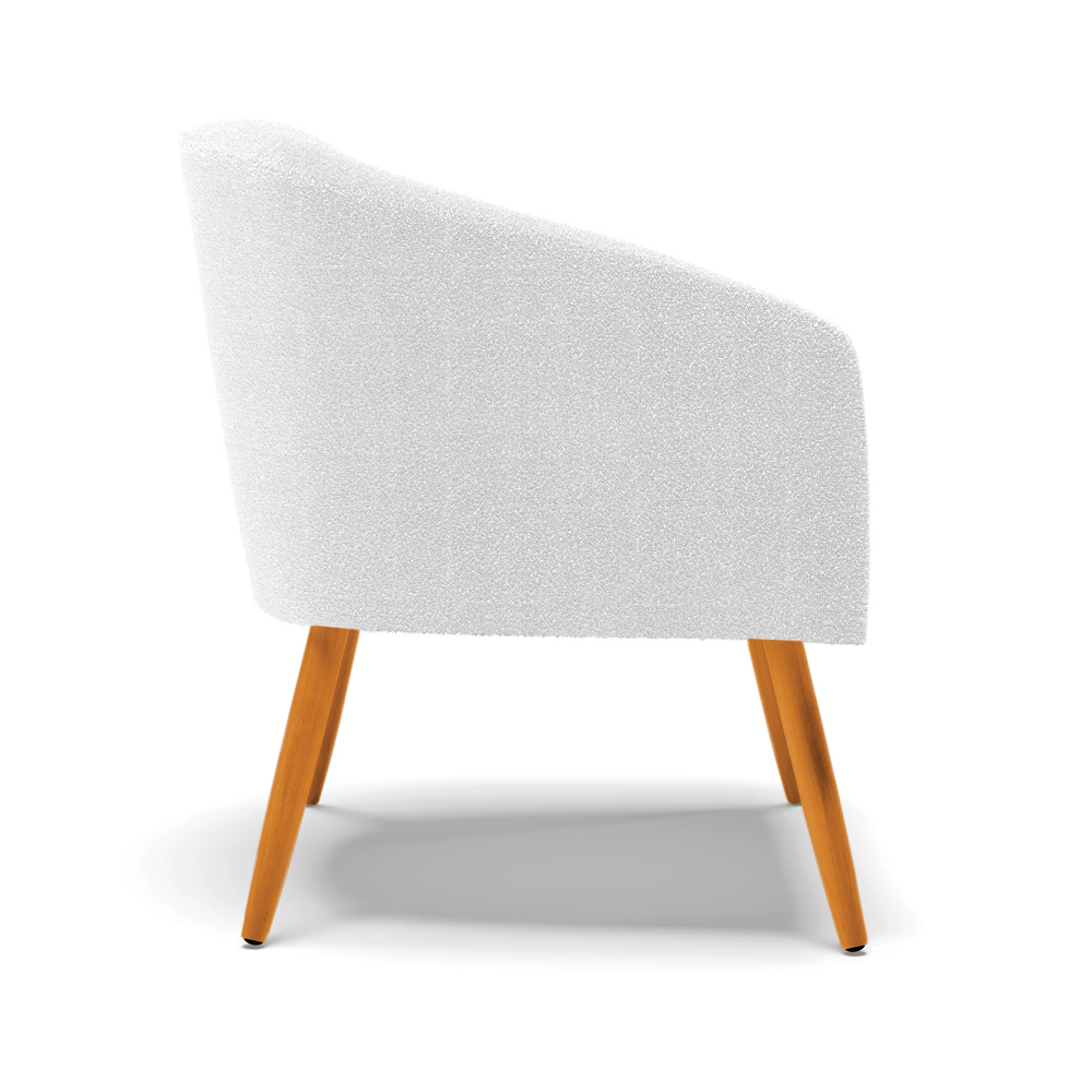 Poltrona Decorativa Pé Palito Castanho Stella Bouclê Off White D03 - D'Rossi
