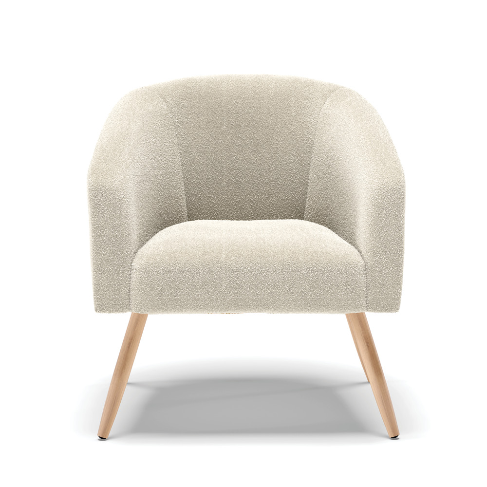 Poltrona Decorativa Pé Palito Natural Kit 2 Stella Bouclê Bege D03 - D'Rossi