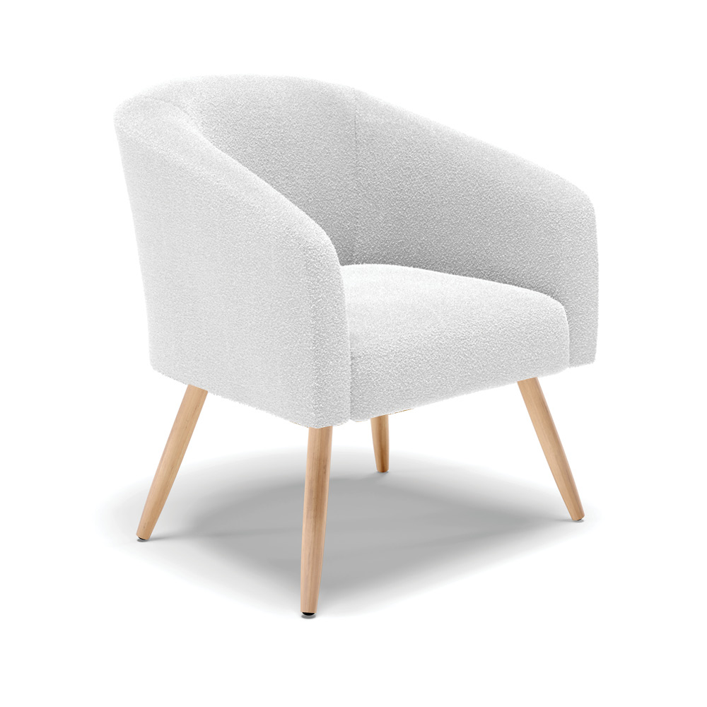 Poltrona Decorativa Pé Palito Natural Kit 2 Stella Bouclê Off White D03 - D'Rossi