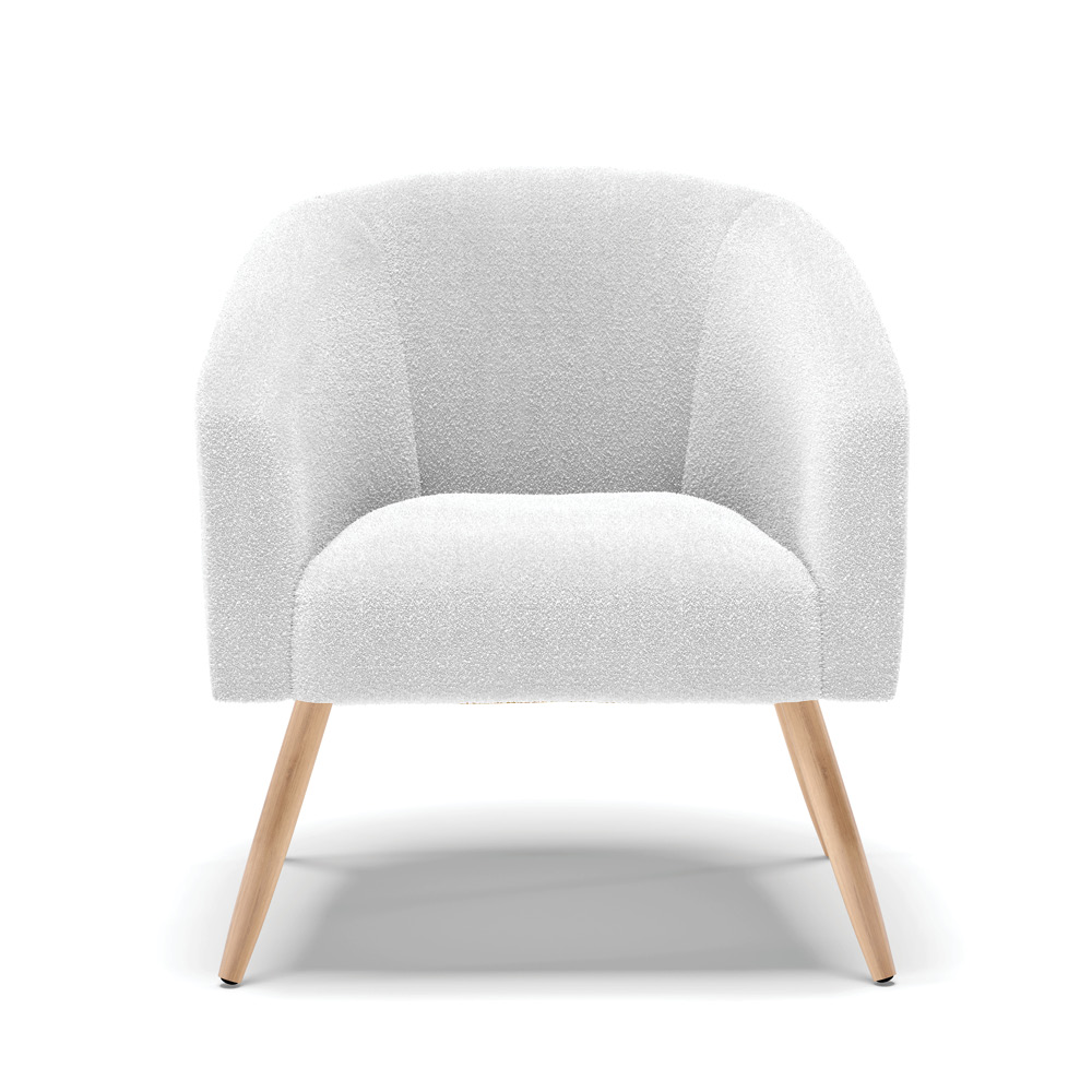 Poltrona Decorativa Pé Palito Natural Kit 2 Stella Bouclê Off White D03 - D'Rossi
