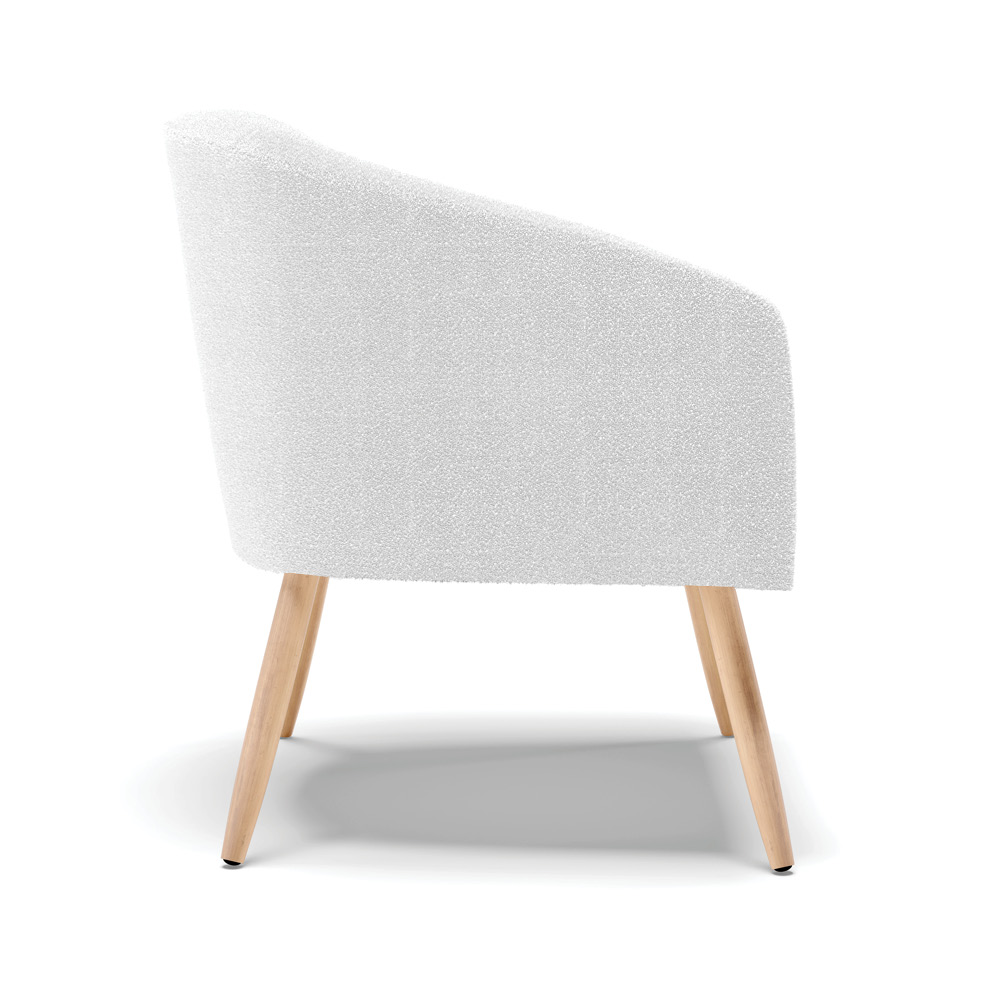 Poltrona Decorativa Pé Palito Natural Kit 2 Stella Bouclê Off White D03 - D'Rossi