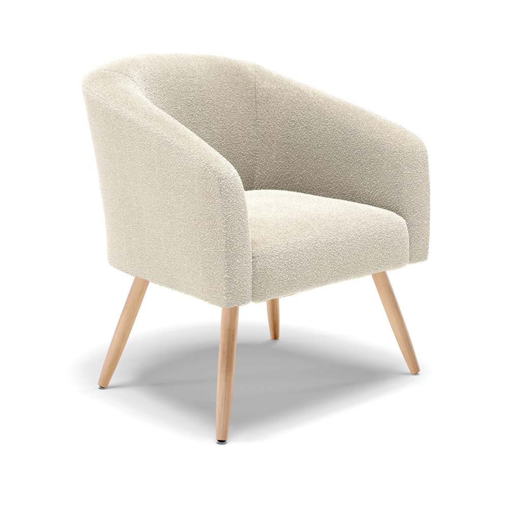Poltrona Decorativa Pé Palito Natural Stella Bouclê Bege D03 - D'Rossi