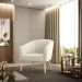 Poltrona Decorativa Pé Palito Natural Stella Bouclê Bege D03 - D'Rossi