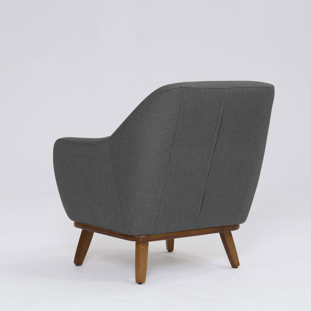 Poltrona Decorativa Pauline D07 Base Madeira Linha Mescla Chumbo - D'Rossi