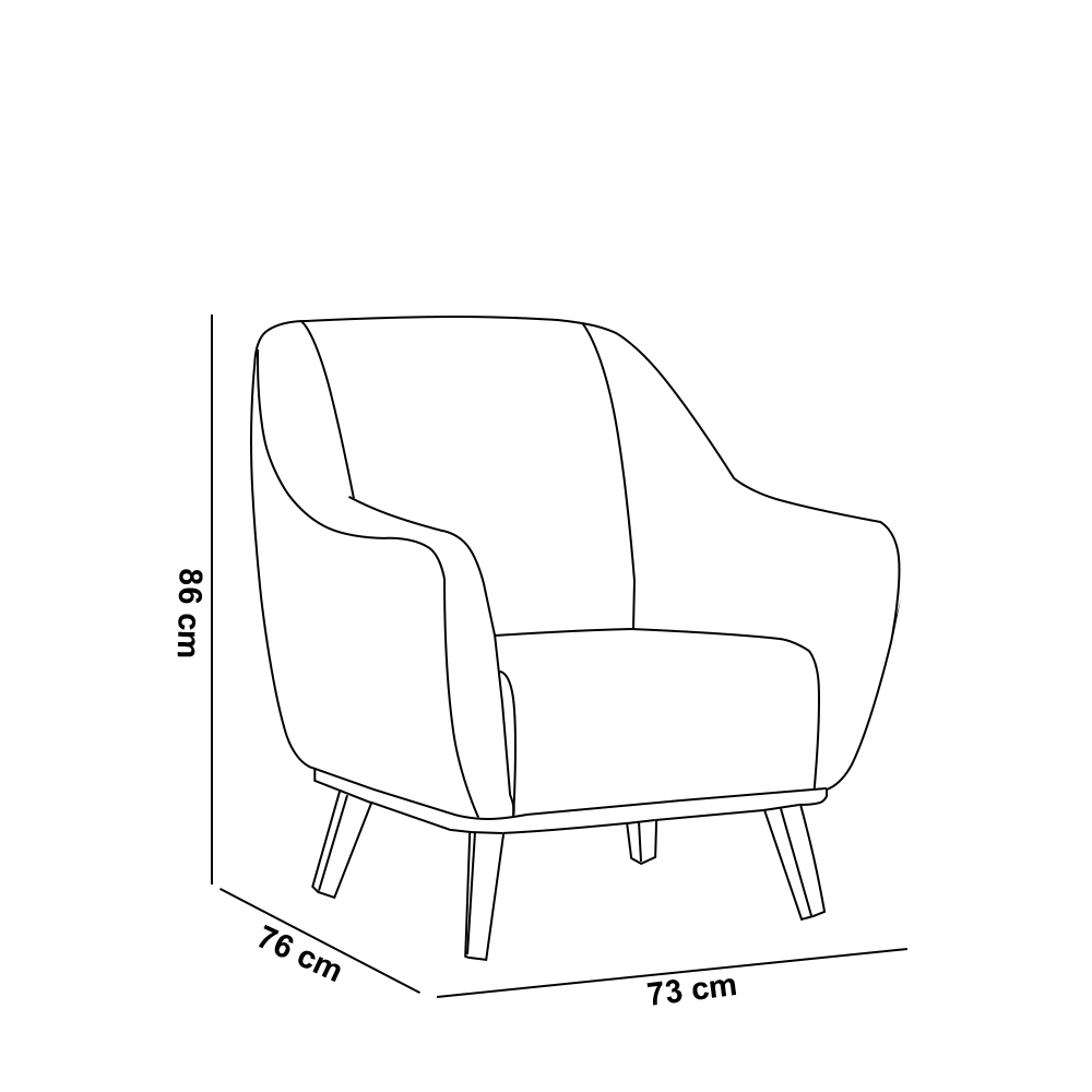 Poltrona Decorativa Pauline D07 Base Madeira Linha Mescla Chumbo - D'Rossi