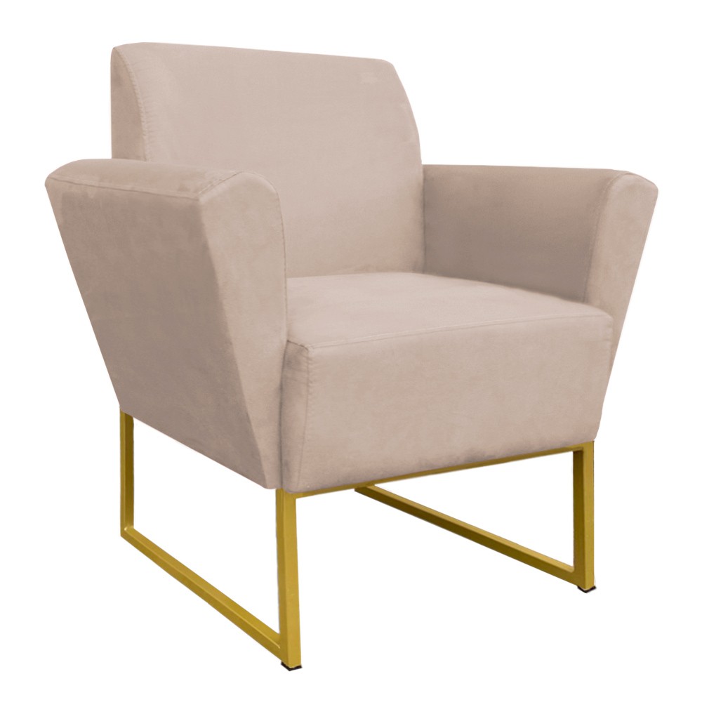 Poltrona Dora Suede Base Metálica Dourado D'Rossi