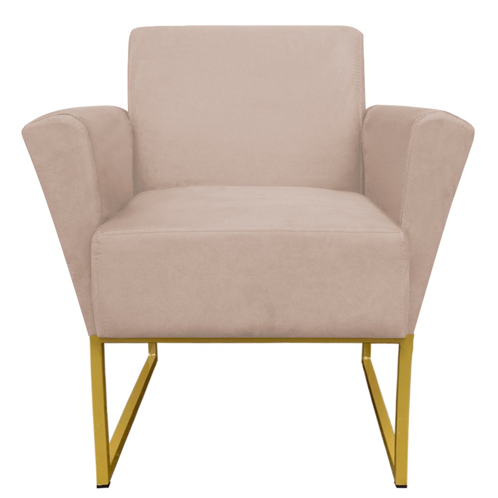 Poltrona Dora Suede Base Metálica Dourado D'Rossi