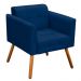 Poltrona Elisa Suede Azul Marinho Pés Palito Castanho D'Rossi