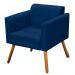 Poltrona Elisa Suede Azul Marinho Pés Palito Castanho D'Rossi