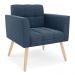Poltrona Elisa Suede Azul Marinho Pés Palito Natural - D'Rossi