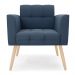 Poltrona Elisa Suede Azul Marinho Pés Palito Natural - D'Rossi