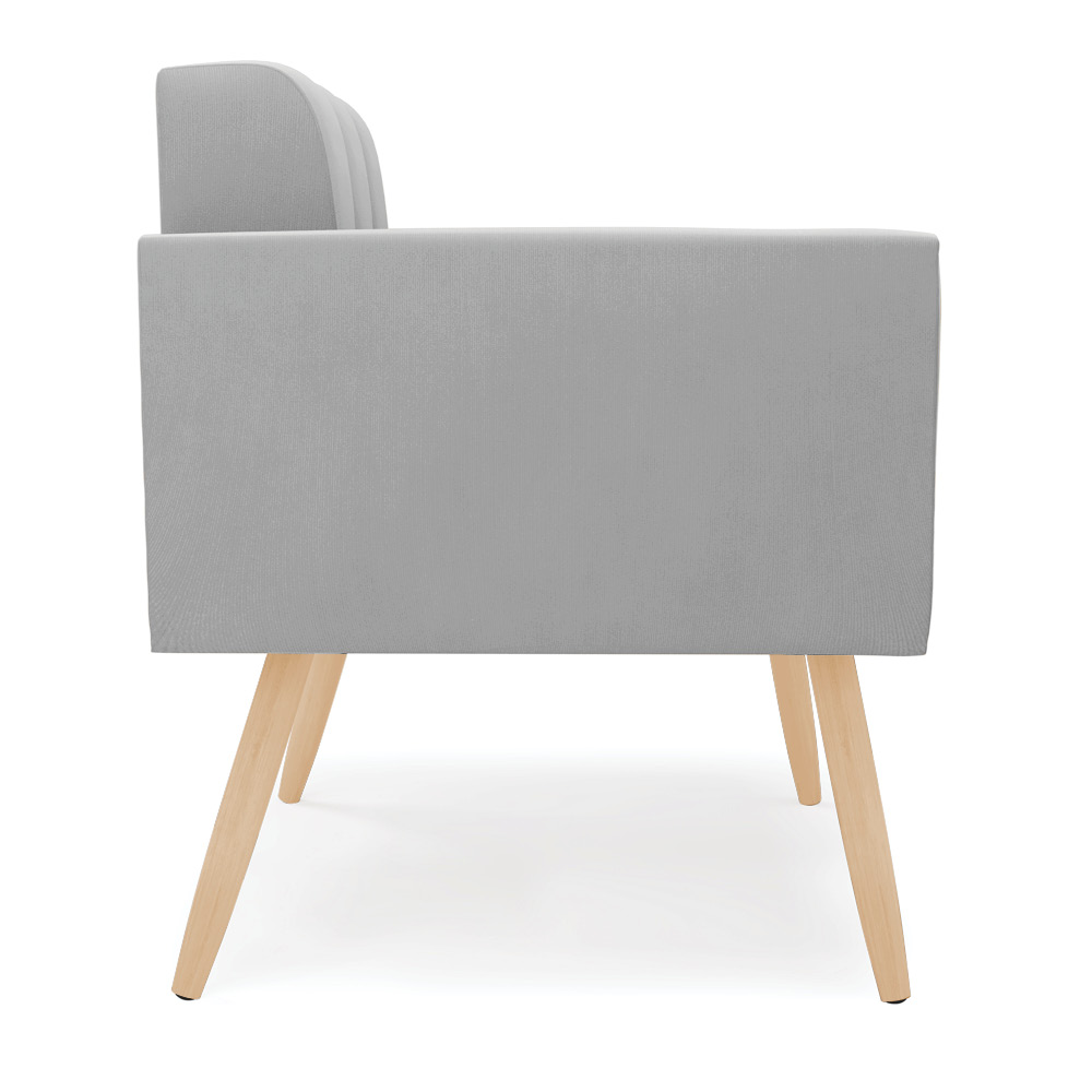 Poltrona Elisa Suede Cinza Pés Palito Natural - D'Rossi