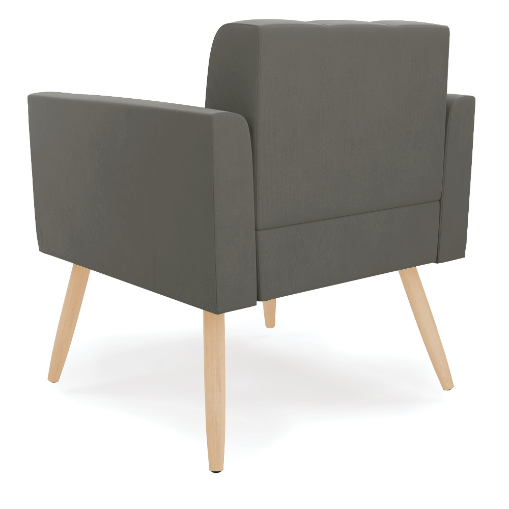 Poltrona Elisa Suede Grafite Pés Palito Natural - D'Rossi