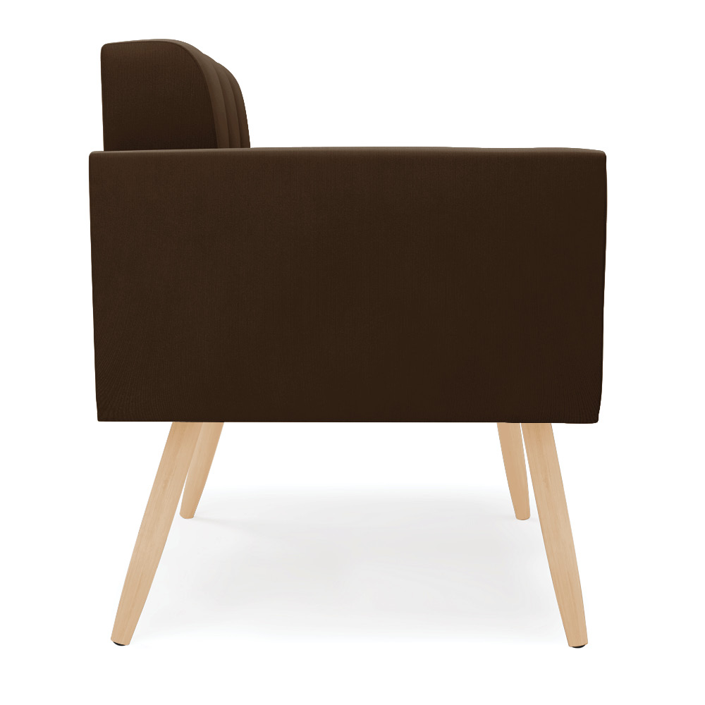 Poltrona Elisa Suede Marrom Pés Palito Natural - D'Rossi