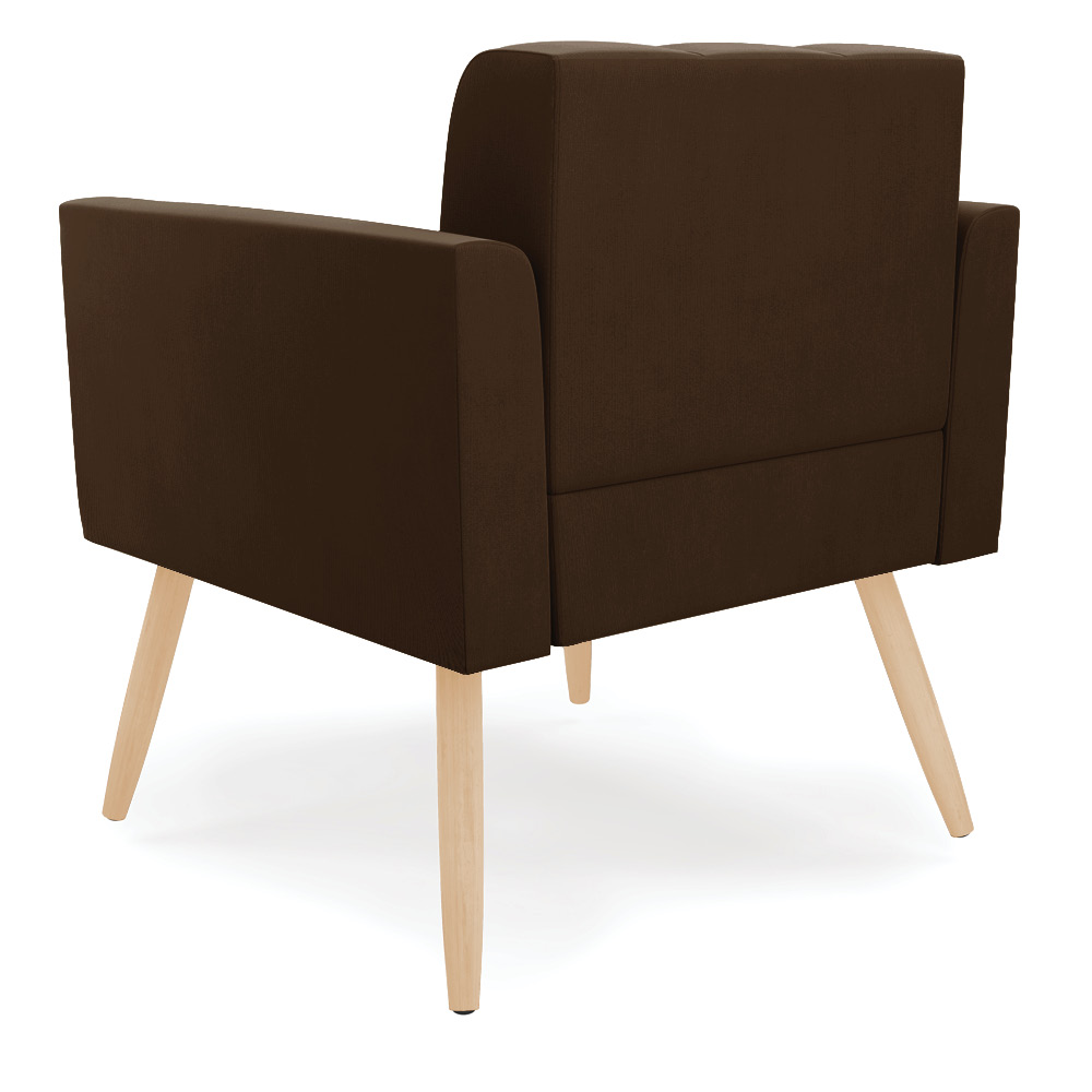 Poltrona Elisa Suede Marrom Pés Palito Natural - D'Rossi