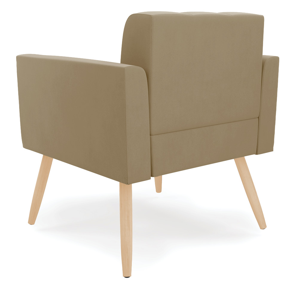 Poltrona Elisa Suede Marrom Rato Pés Palito Natural - D'Rossi