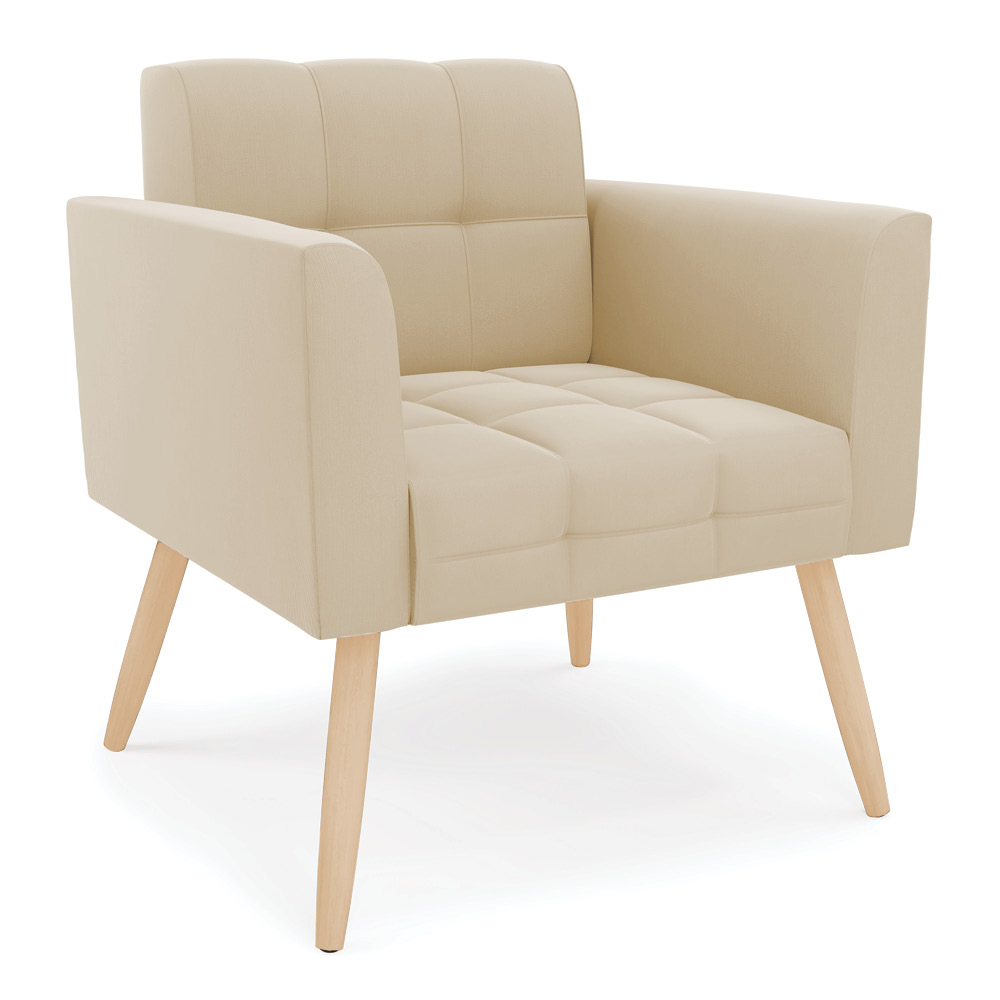 Poltrona Elisa Suede Pés Palito Natural - D'Rossi