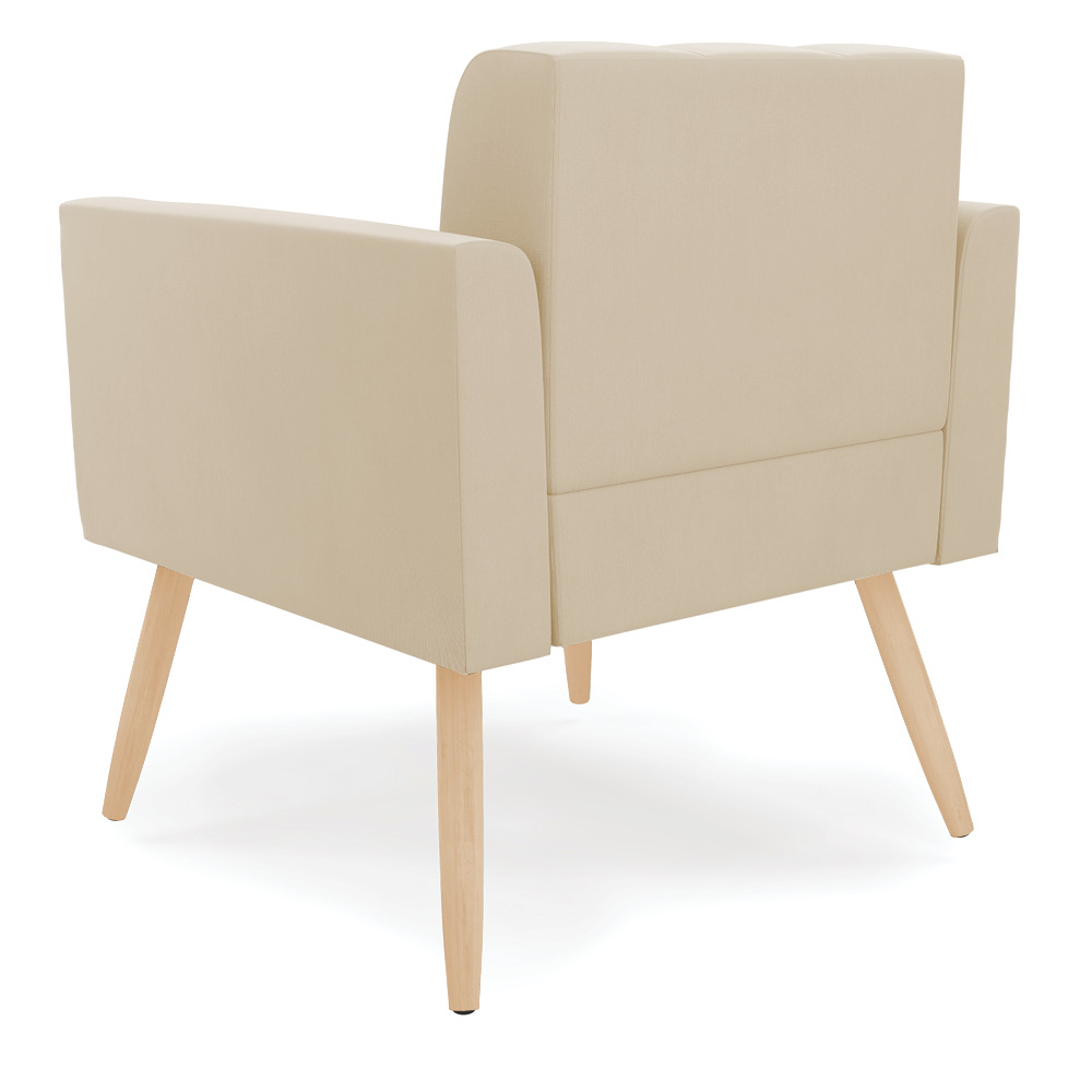 Poltrona Elisa Suede Pés Palito Natural - D'Rossi