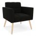 Poltrona Elisa Suede Preto Pés Palito Natural - D'Rossi
