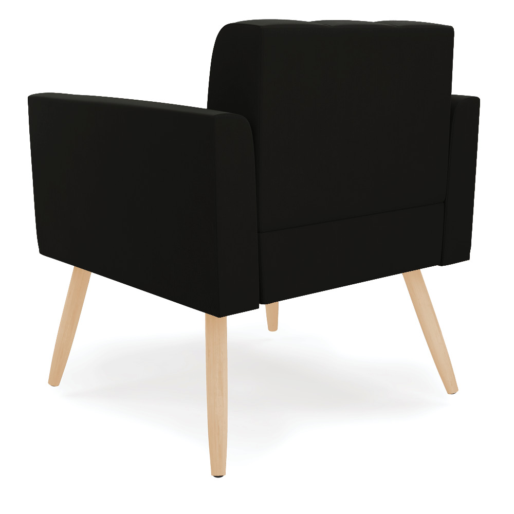 Poltrona Elisa Suede Preto Pés Palito Natural - D'Rossi