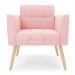 Poltrona Elisa Suede Rosa Bebê Pés Palito Natural - D'Rossi