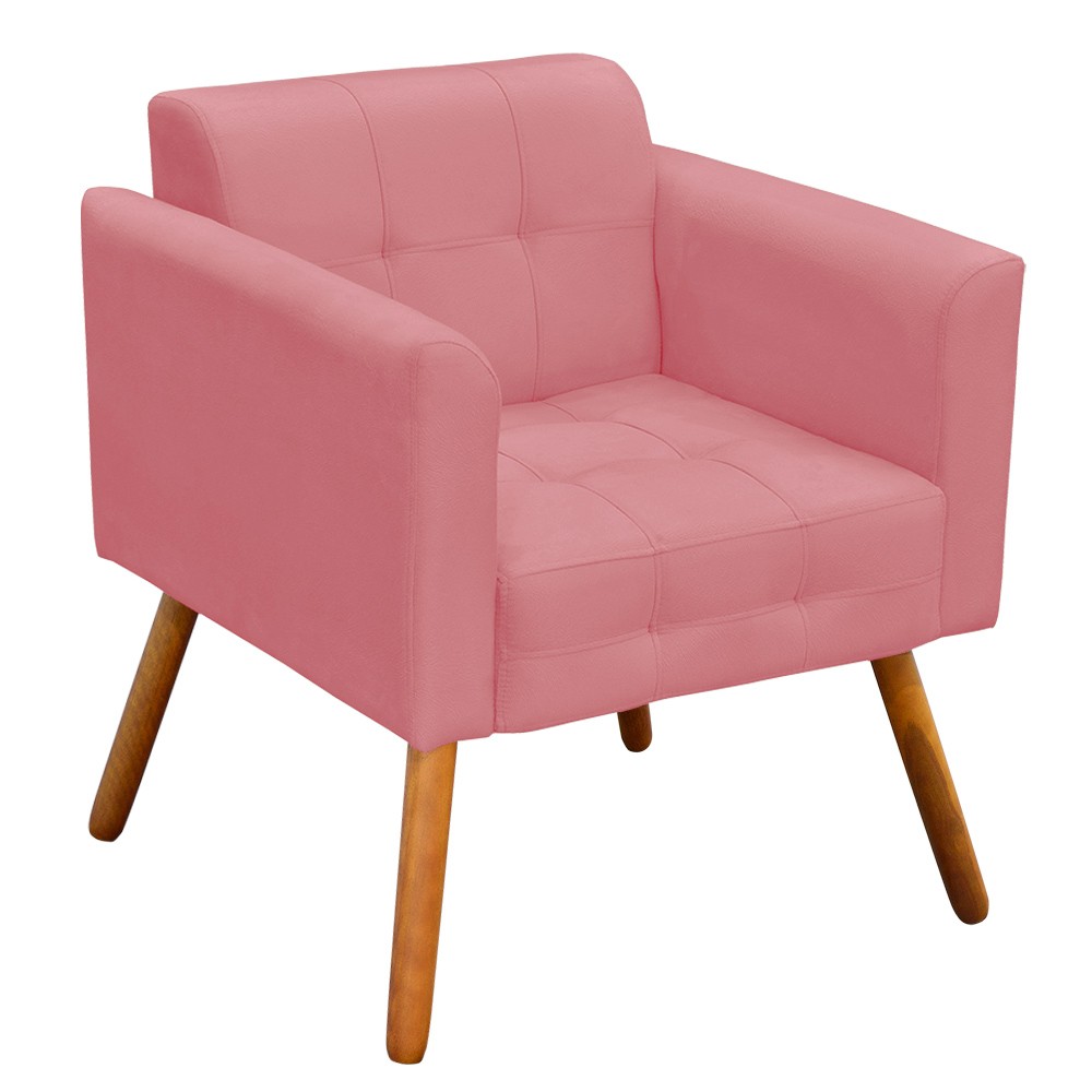 Poltrona Elisa Suede Rose Pés Palito Castanho D'Rossi