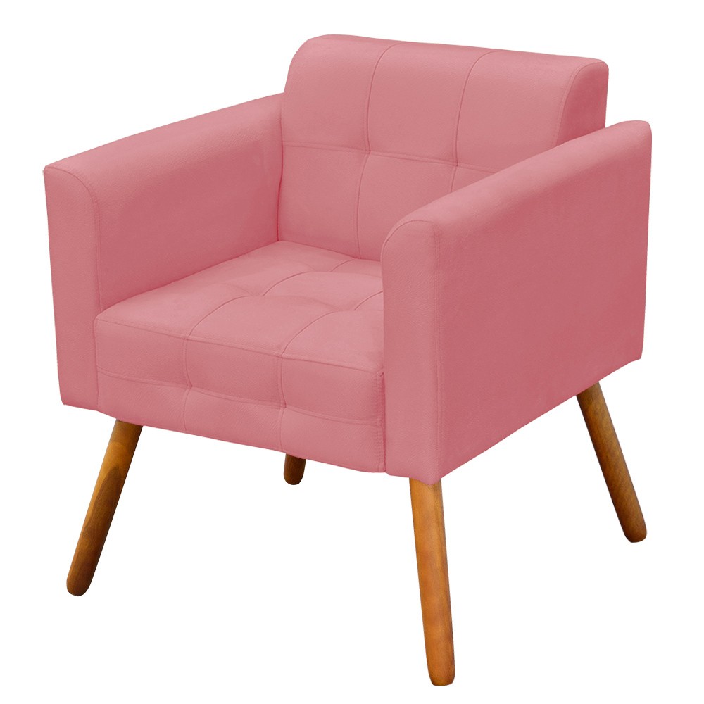 Poltrona Elisa Suede Rose Pés Palito Castanho D'Rossi