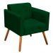 Poltrona Elisa Suede Verde Pés Palito Castanho - D'Rossi