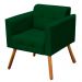 Poltrona Elisa Suede Verde Pés Palito Castanho - D'Rossi