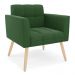 Poltrona Elisa Suede Verde Pés Palito Natural - D'Rossi