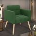 Poltrona Elisa Suede Verde Pés Palito Natural - D'Rossi