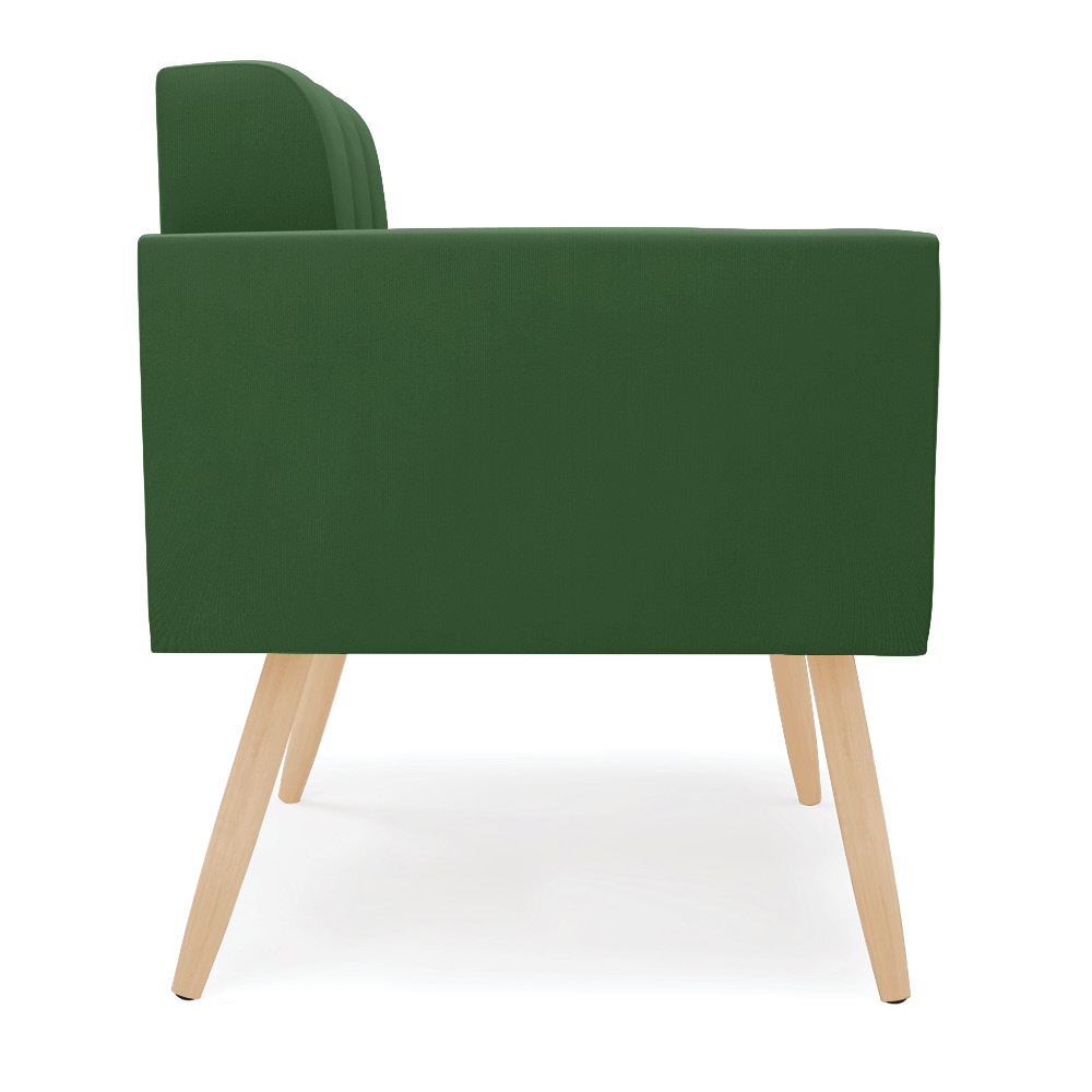 Poltrona Elisa Suede Verde Pés Palito Natural - D'Rossi