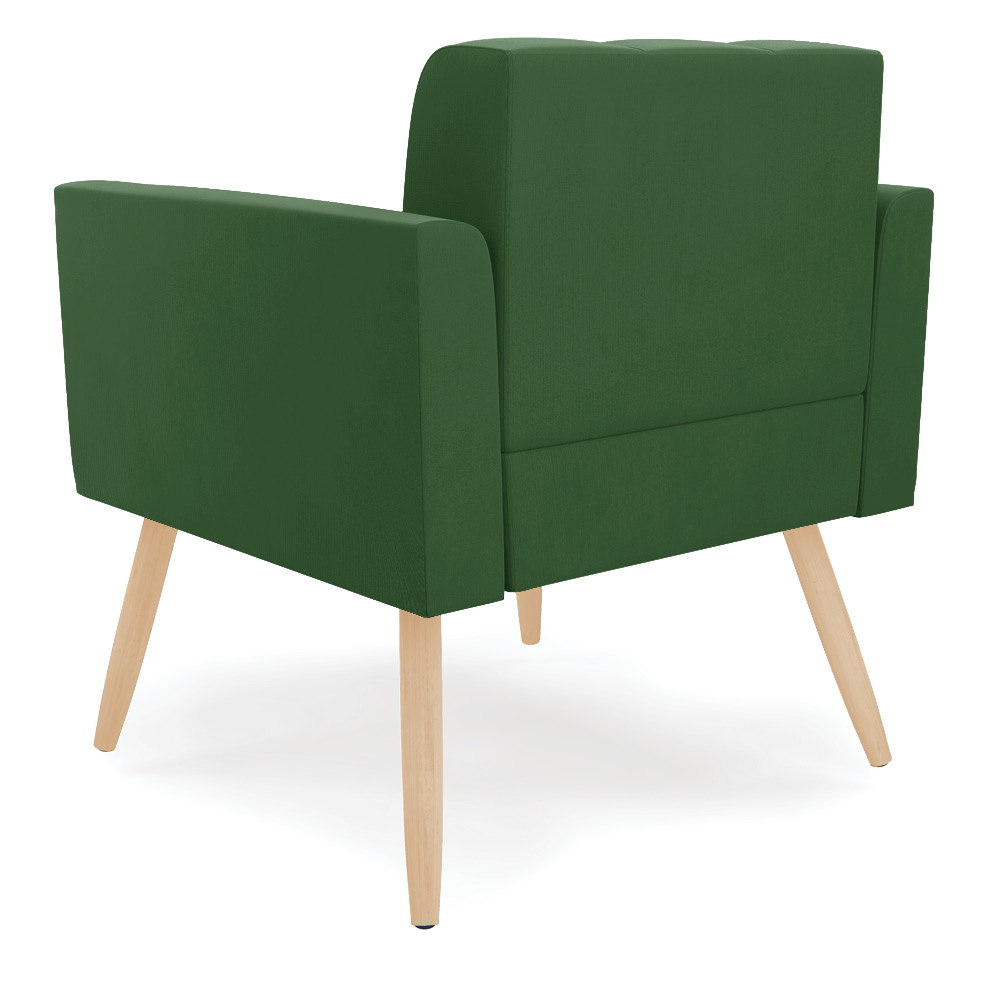 Poltrona Elisa Suede Verde Pés Palito Natural - D'Rossi